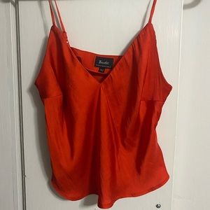 Red silky Bardot crop tank top